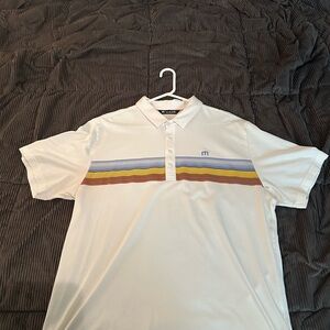 Men's White Polo Shirt with Stripes